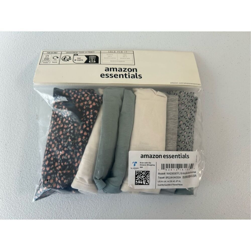 NEW Amazon Essentials Cotton Bikini Brief Underwear Pack of 6